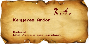 Kenyeres Andor névjegykártya