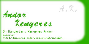 andor kenyeres business card